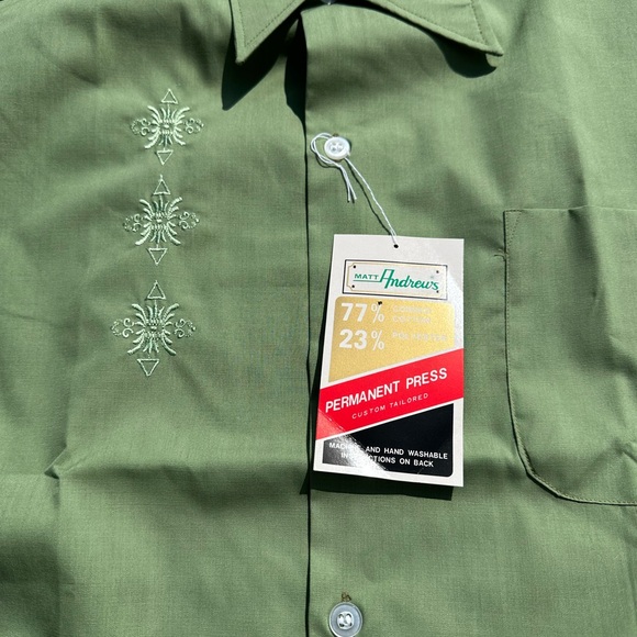 Vintage 1960s 70s Matt Andrews Mens Permanent Press Shirt Button Up embroidered - Picture 5 of 8